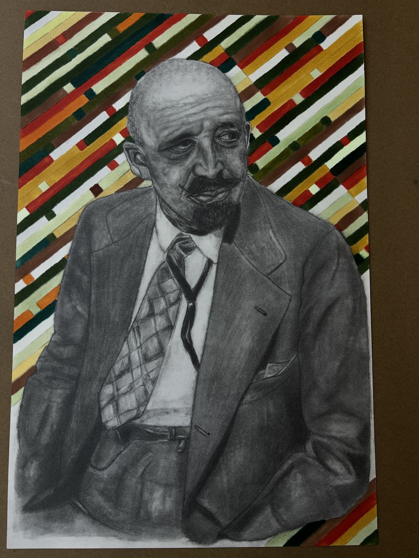 I came back, but you weren't there · W.E.B. Du Bois, graphite & color, 2023