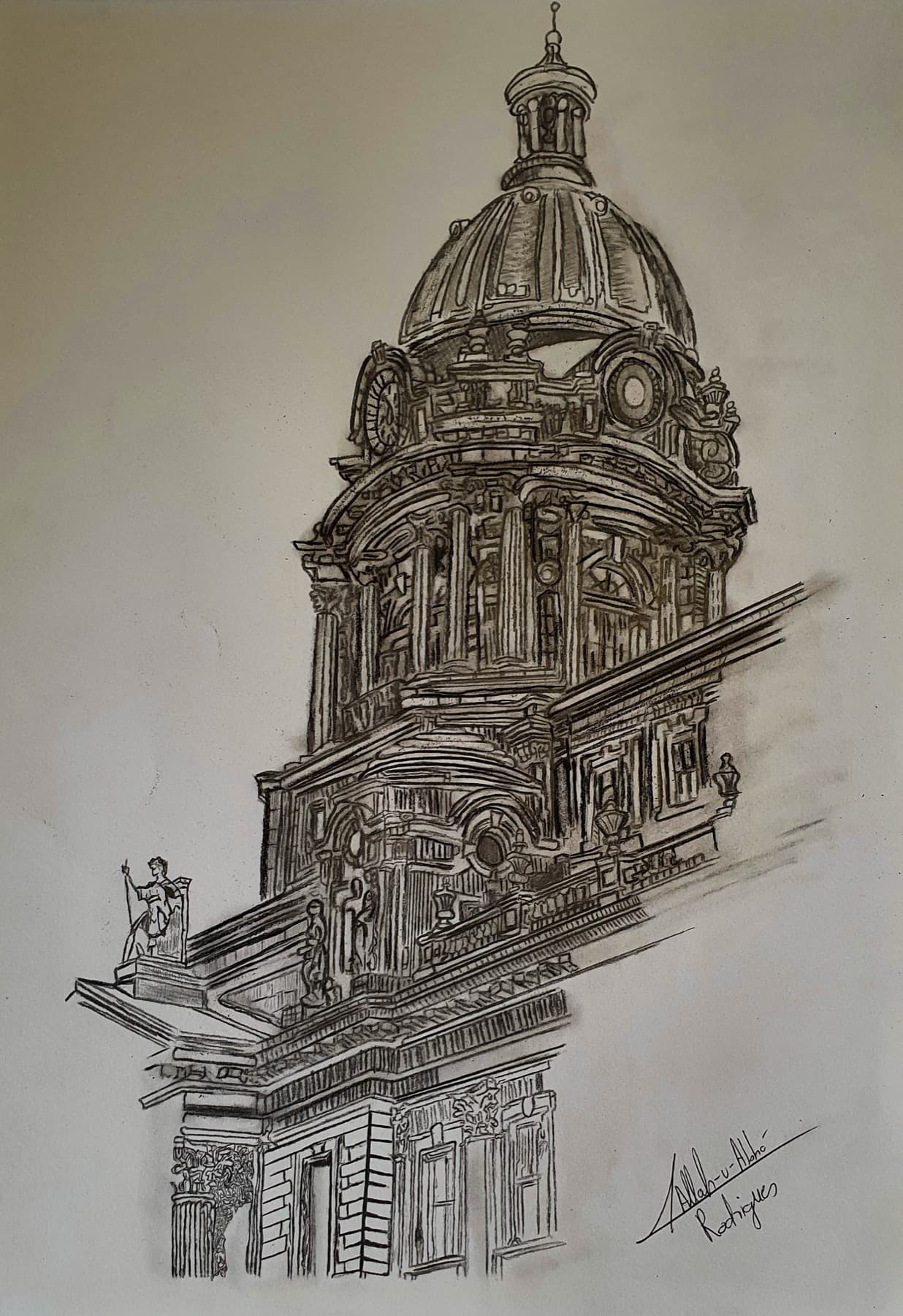 Oblique Angel, pencil, 2020