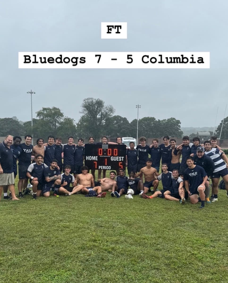 Yale rugby team photo after beating Columbia